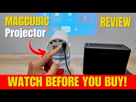 Magcubic Mini Projector with Wifi and Bluetooth, Smart Portable Projector, 260 ANSI & 2K Support, Auto Focus & Keystone, 180° Rotatable Portable Movie Proyector for Home Outdoor HY300GT video review thumbnail