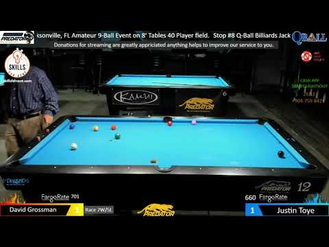 David Grossman vs Justin Toye | 2021 Q-Ball Billiards Jacksonville, FL Amateur 9-Ball Match 9