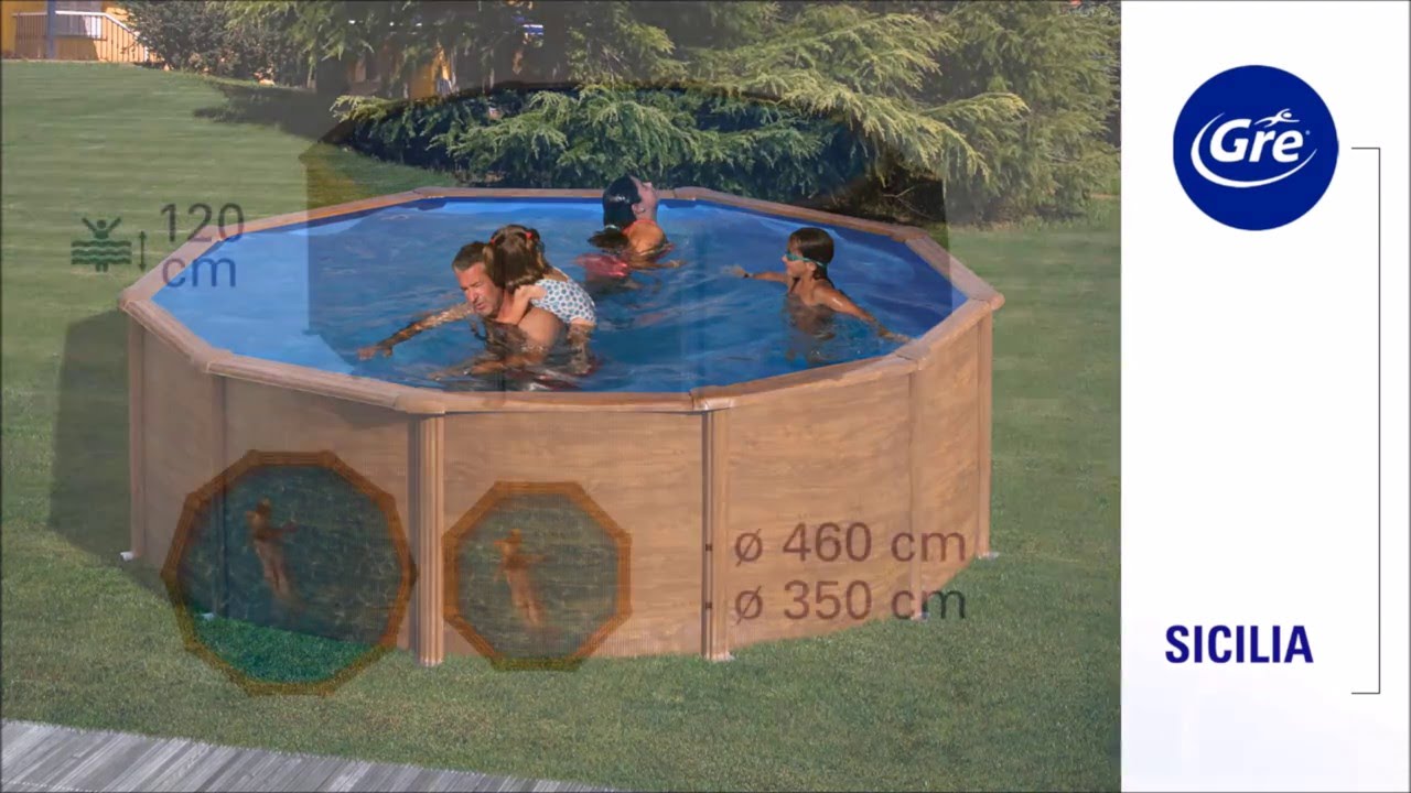 Piscine acier Gré aspect bois Sicilia ronde Piscine acier Gré aspect bois Sicilia ronde