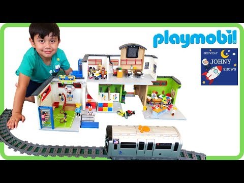 PLAYMOBIL School Gym & Chemistry Toy School Classroom Unboxing & Playmobil Story Pretend Play