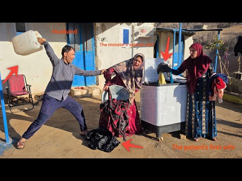 Husband prevents second wife from using washing machine and supports first wife who is sick