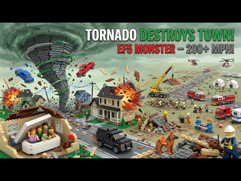 LEGO Tornado DESTROYS Town! 🌪️💥 EF5 Monster - Massive Search Rescue! 😱