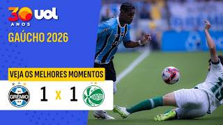 GRÊMIO 1 X 1 JUVENTUDE - VEJA OS MELHORES MOMENTOS DO JOGO PELO CAMPEONATO GAÚCHO