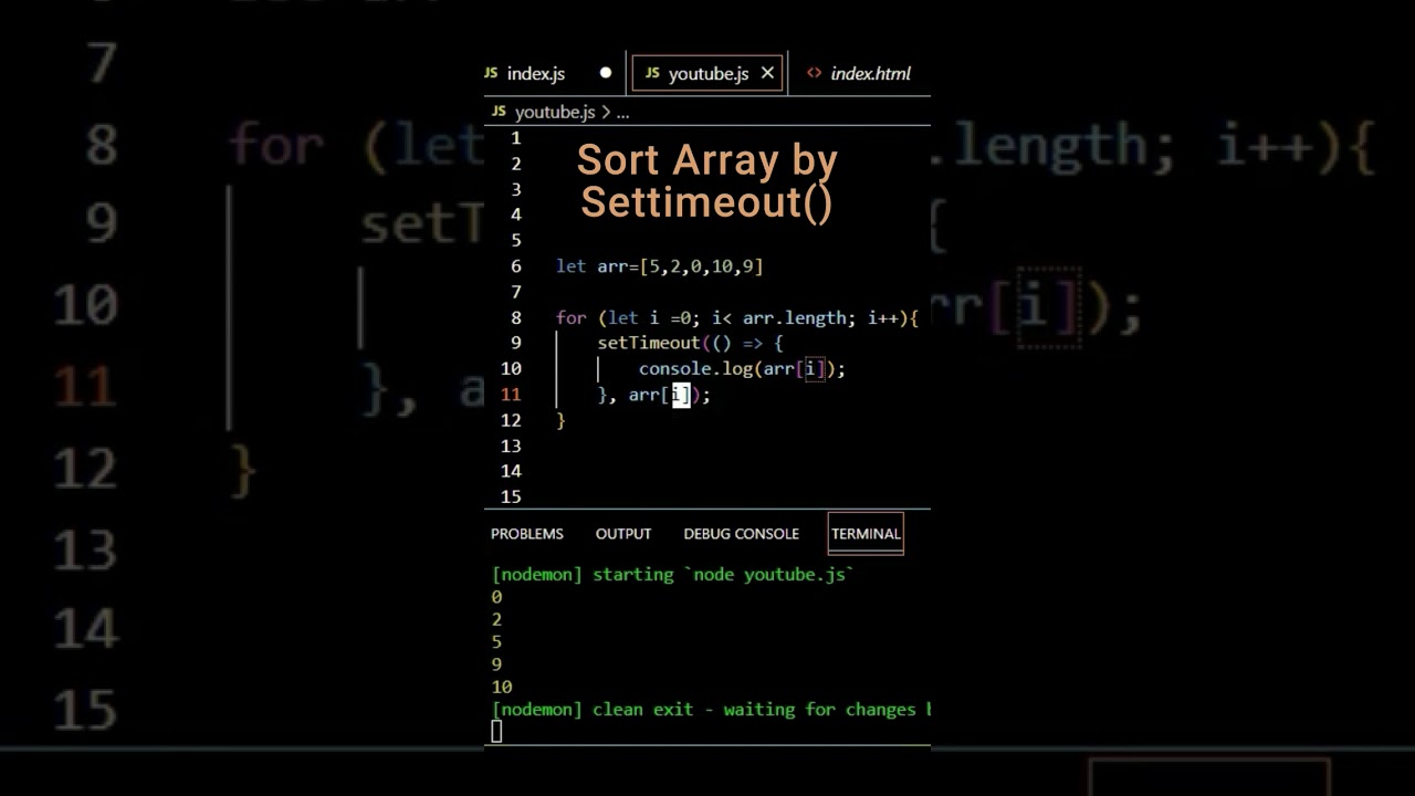 sorting #array by #settimeout  in #javascript
