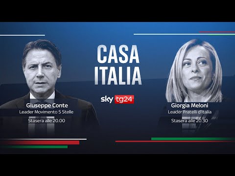 Sky TG24 Live - Casa Italia - Giuseppe Conte e Giorgia Meloni