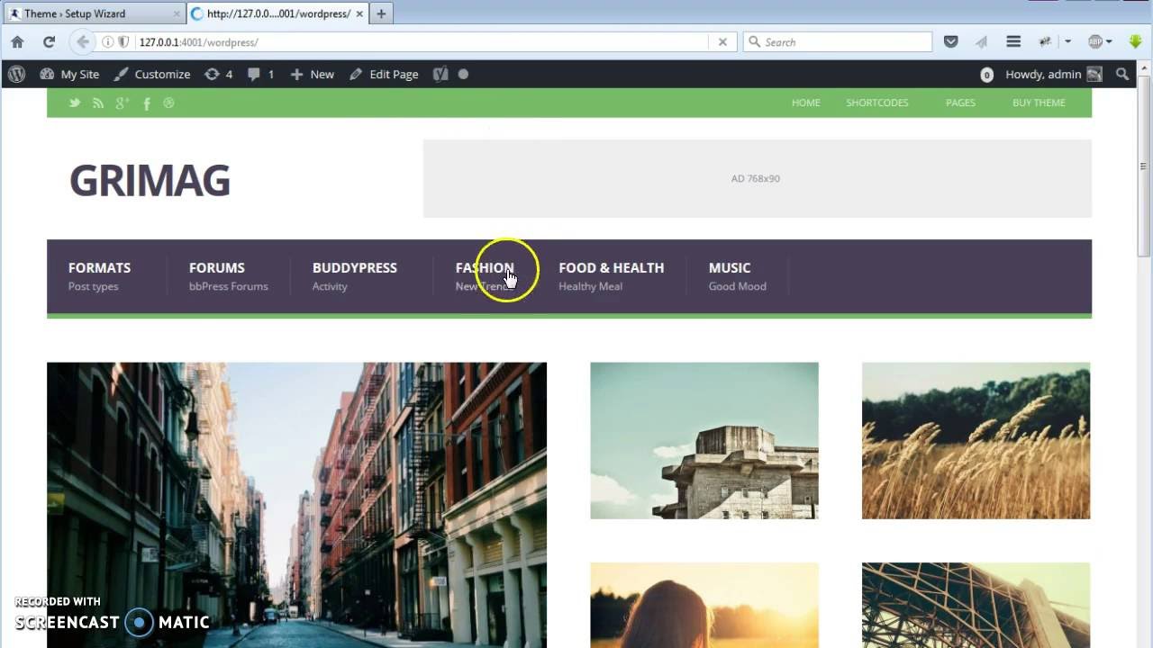 Grimag WordPress Theme One Click Installation