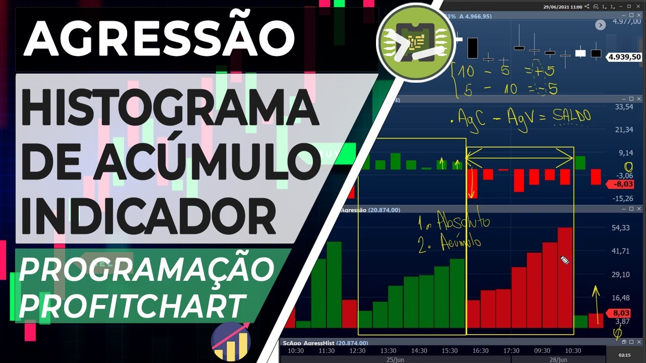 Histograma de Agressão - Indicador Programação Profitchart