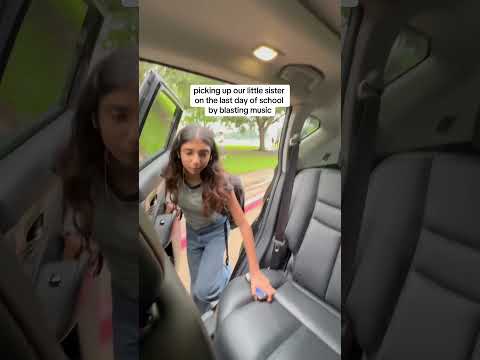 picking up our sister from school with embarrassing music😭 #school #sister #embarassing