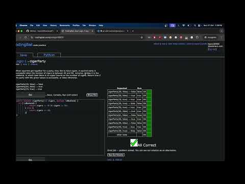 Codingbat Java Logic 1 Section Cigarparty