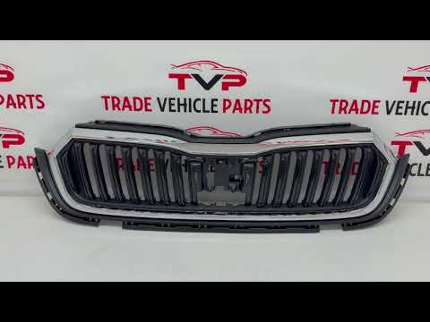 For Skoda Octavia 2020-2024 Front Bumper Main Grille Mat Black Textured With Chrome Moulding video