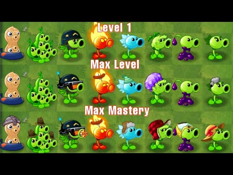 PvZ2 Battlez - All Peashooter Level 1 vs Max Level vs Max Mastery - Who Will Win ?