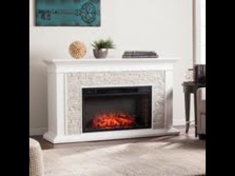 FE9021: Canyon Heights Faux Stacked Stone Electric Fireplace - White Assembly Video