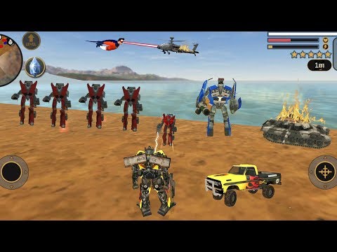 Vegas Crime Simulator (Transformer Pickup Truck Fight Robot Car) 🪂 Army Tank Burned on Fire - HD