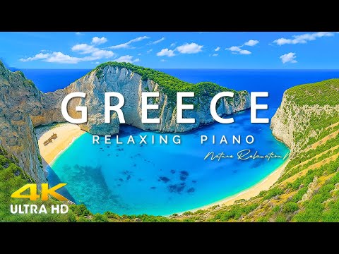 FLYING OVER  GREECE (4K UHD) - Amazing Beautiful Nature Scenery & Relaxing Music for Stress Relief