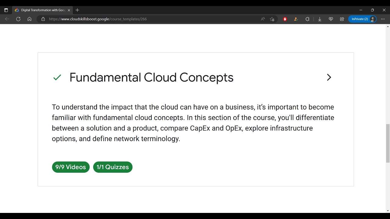 Fundamental Cloud Concepts Module 1 - Quiz Answers #googlecloud
