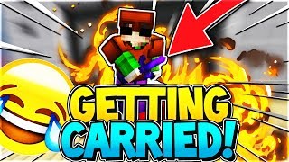 BEING CARRIED BY 100+ STAR BEDWARS PLAYER! (Minecraft BEDWARS Trolling)
