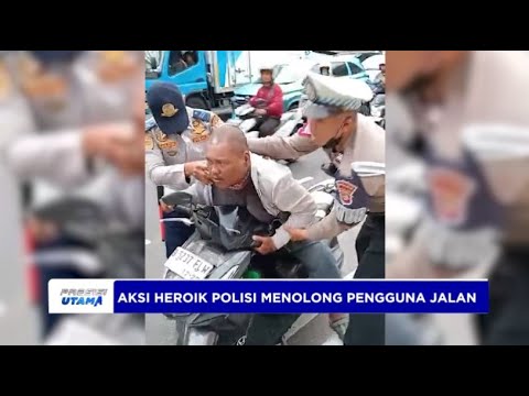HEROIK POLISI TOLONG PENGENDARA PINGSAN