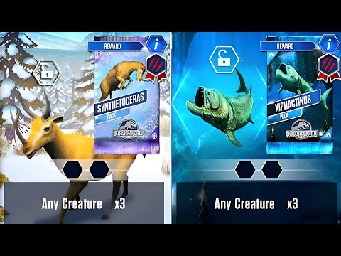 OPEN UNLOCKED SYNTHETOCERAS VS XIPHACTINUS | JURASSIC WORLD THE GAME