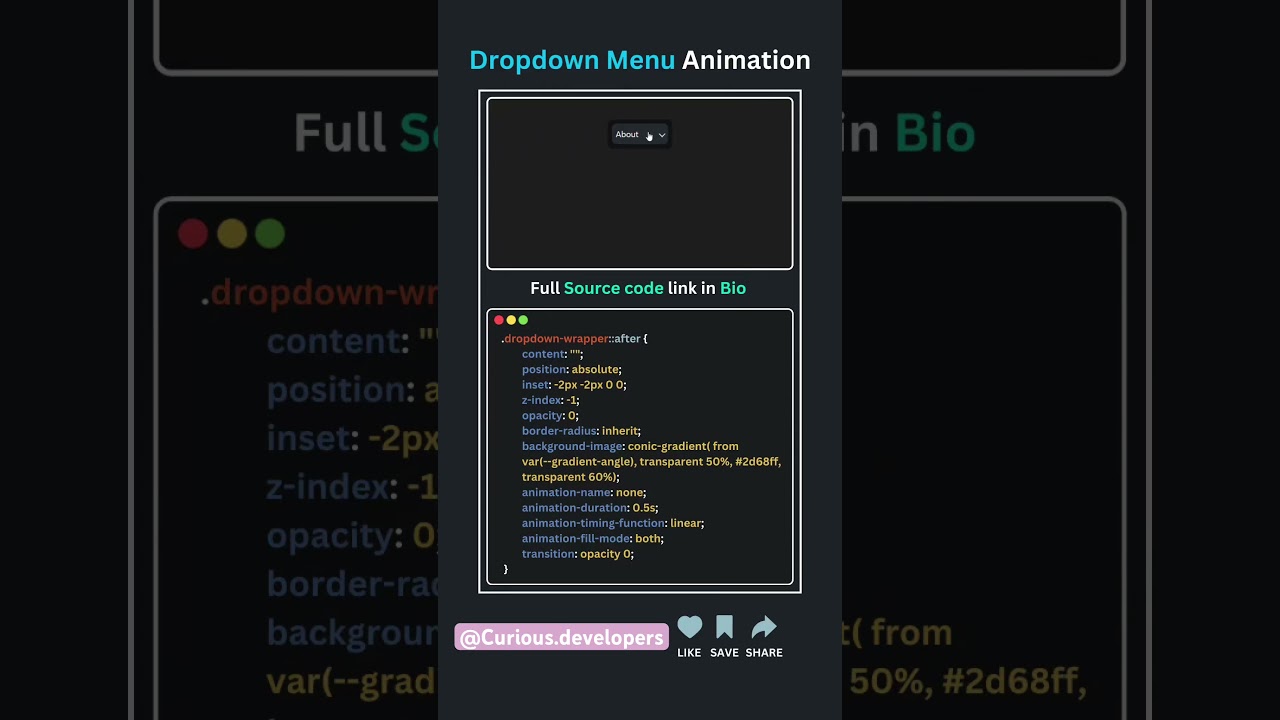Drop down menu animation Using HTML, CSS JavaScript #html #css #coding #technology #webdesign