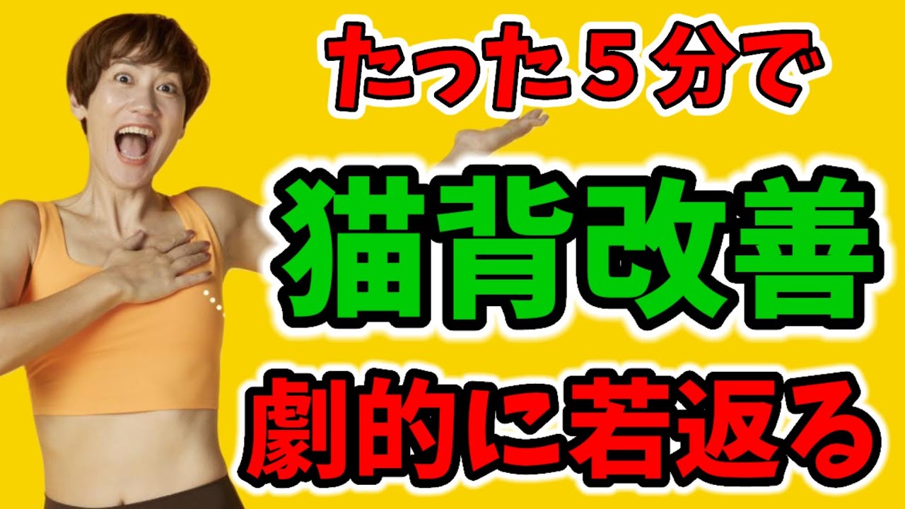 【５分】かんたん猫背改善プログラムで10歳若返る！肩こり、ぽっこりお腹も改善❗つまぷるストレッチ