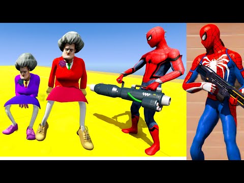 GTA 5 Epic Ragdolls - Spiderman Saves his Friends From Venom, Hulk, Scary Teacher 3d