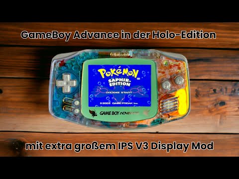GameBoy Advance in der Holo-Edition mit extra großem IPS V3 Display Mod