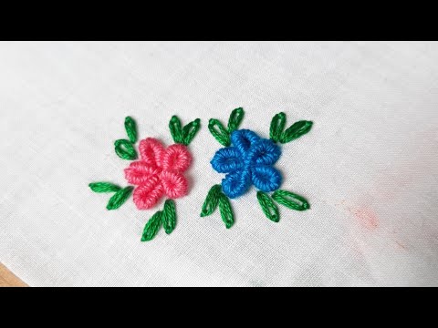 Bullion Knot Stitch Flower Design (Hand Embroidery Stitches)