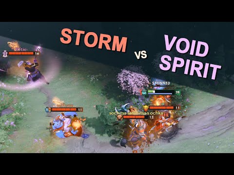 A Zero Death Match - Storm Spirit vs Void Spirit | 7.29c Raw Gameplay | Dota 2