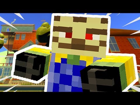 HELLO NEIGHBOR ON MINECRAFT! DISCOVERING THE SECRET IN HIS BASEMENT!