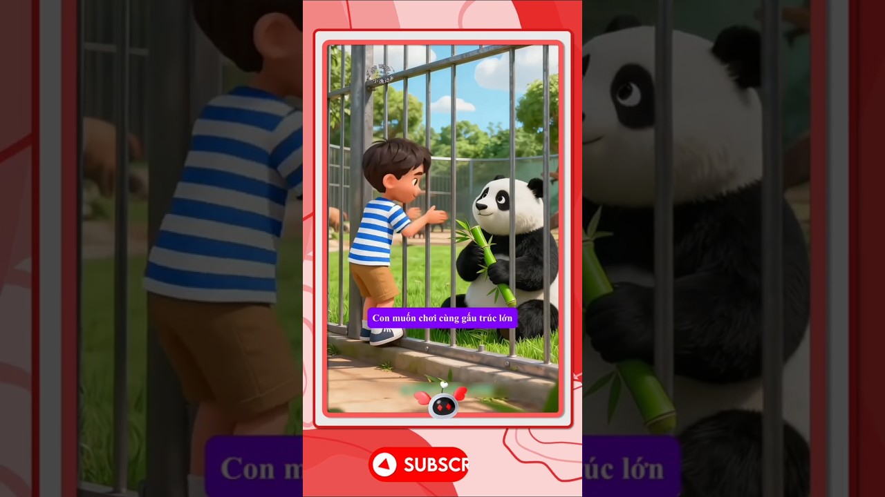 Con muốn chơi cùng gấu trúc lớn