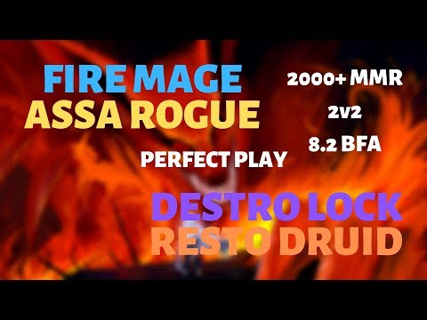 (Perfect Play) Fire Mage/Assa Rogue vs Destro/Resto Druid | Ruins of Lordaeron | 2k+ mmr | 8.2 BFA