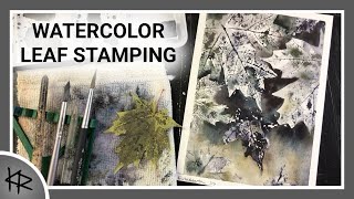 WATERCOLOR leaf stamping & negative painting - 310