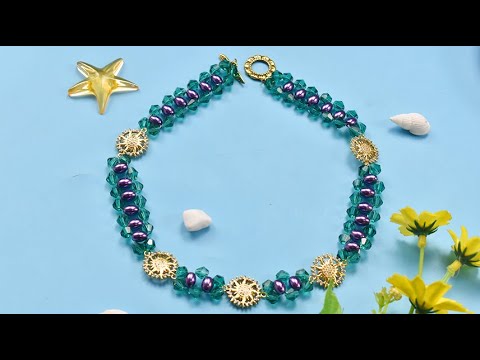 Beebeecraft DIY beaded necklace with glass and pearl beads