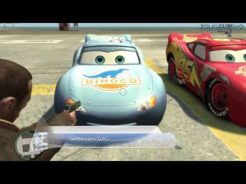 GTA IV Dinoco Lightning MqQueen vs Lightning McQueen Crash Test