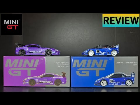 Mini GT - Top Secret Toyota Supra Purple & LBWK Mazda Autozam AZ-1 LB40 Pilot - REVIEW