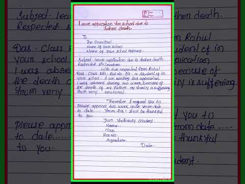 Leave application for school due to father death / father death school leave application in English