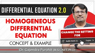 Differential Equation | HOMOGENEOUS Differential Equation - Concept & Example By GP Sir