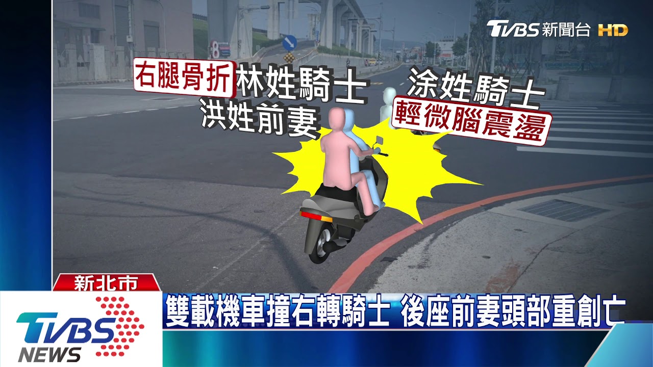 雙載機車撞右轉騎士　後座前妻頭部重創亡