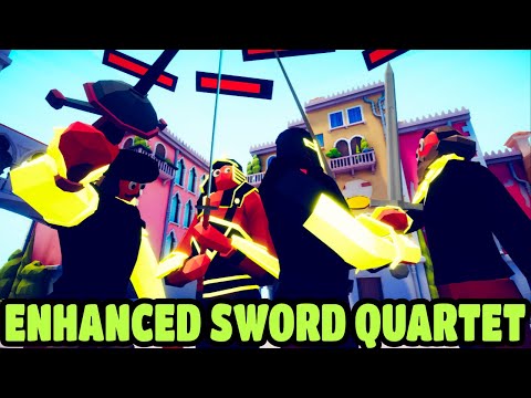 Enhanced Sword Quartet vs Every Faction #1 - TABS MODS GAMEPLAY