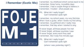 FOJE - &quot;I Remember (Exotic MIx)&quot;