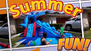 Inflatable Water Slide, Shark Bounce House with Slide