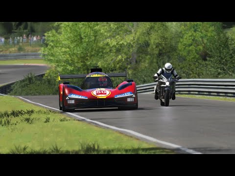 Ferrari 499P Hypercar Hybrid LMH vs Kawasaki Ninja H2 Carbon at Nordschleilfe