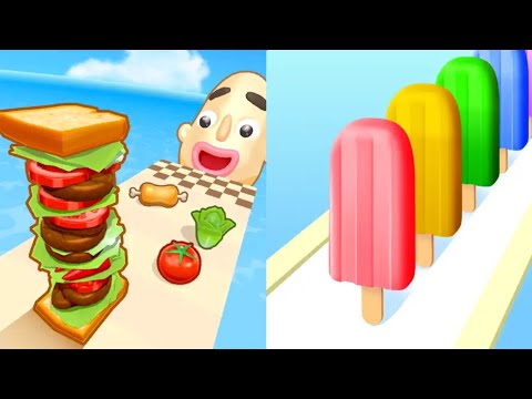 Sandwich Runner VS Popsicle Stack MAX LEVELS UNLOCKED SPEEDRUN Gameplay