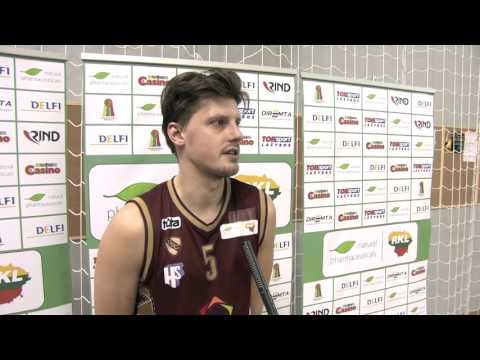 Gargždų SC žaidėjas T.Maželis po rungtynių su "Omega-United"