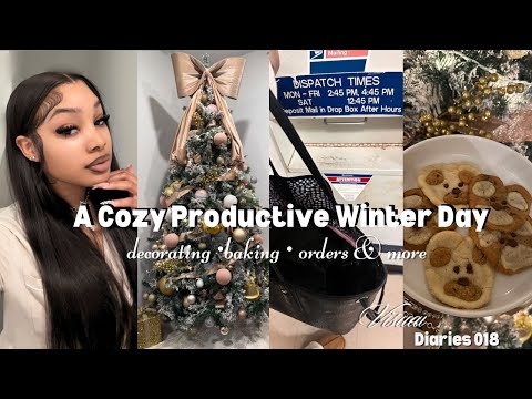 VLOG: a cozy & productive winter day ❄️ | decorating, baking, orders + more | Riya Royale