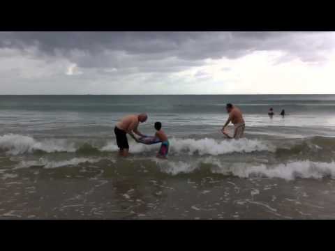 Nic comes to grief at Woolgoolga beach