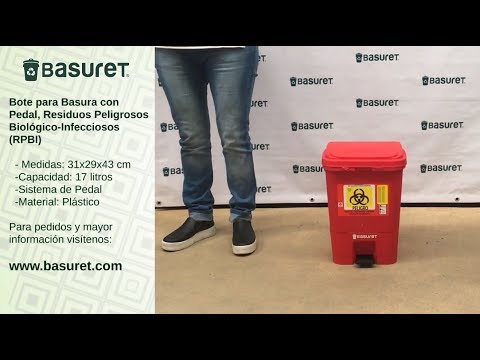 Bote De Basura Con Tapa De Pedal Rojo P/ Residuos Rpbi 17lt | Mercado Libre