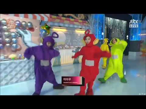 MAMAMOO dressed up as Teletubbies at the 2019 Golden Disc Awards