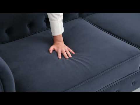 Chesterfield Velvet Fabric 3 Seater Sofa, Midnight Blue 60134 Product Video