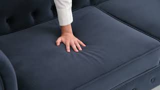 Chesterfield Velvet Fabric 3 Seater Sofa, Midnight Blue 60134 Product Video